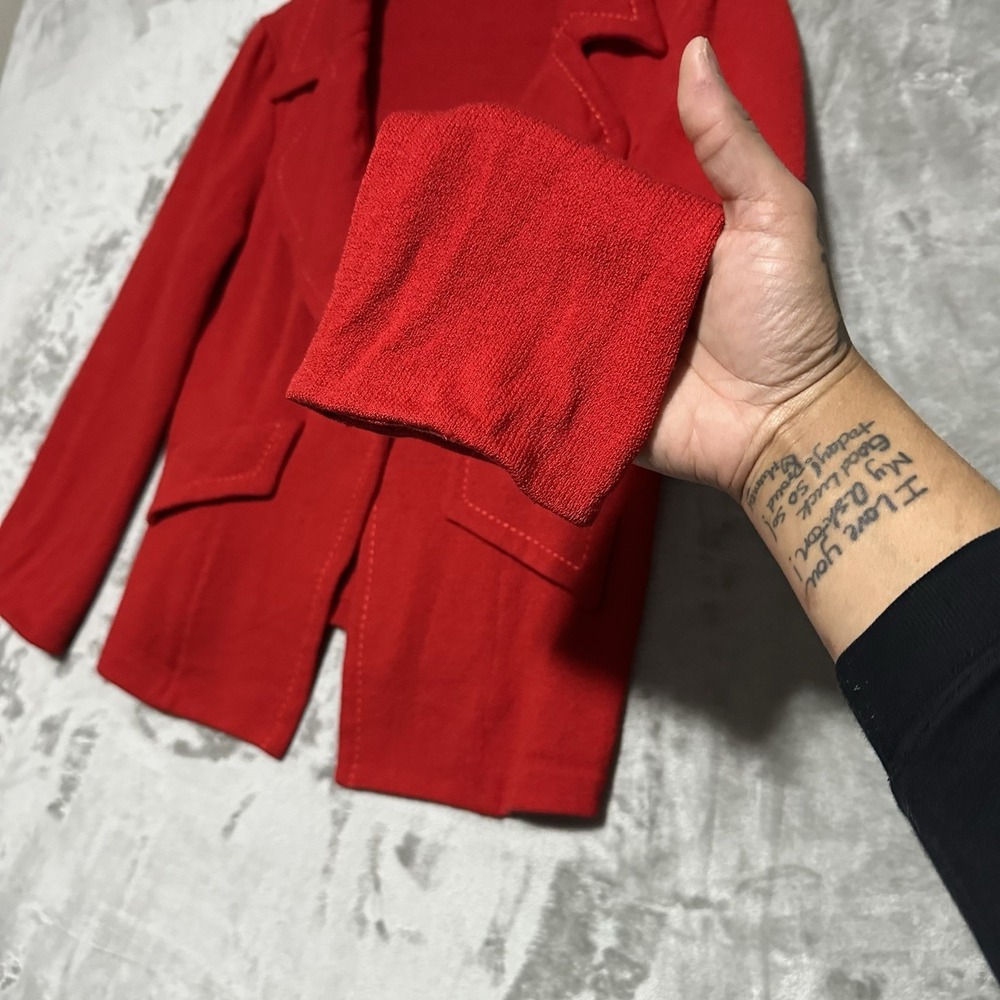 St John Collection Santana Knit Single Button Blazer Jacket Womens Sz 10 Red USA - Picture 4 of 10